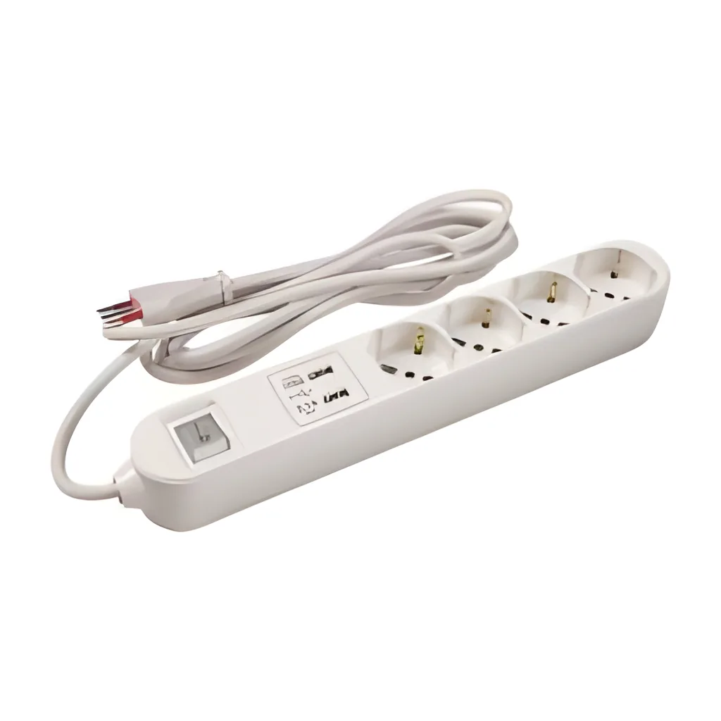 Alargue 4 Tomas Schuko + 2 USB a Ficha 3L 10A Cable 3M Blanco Conatel