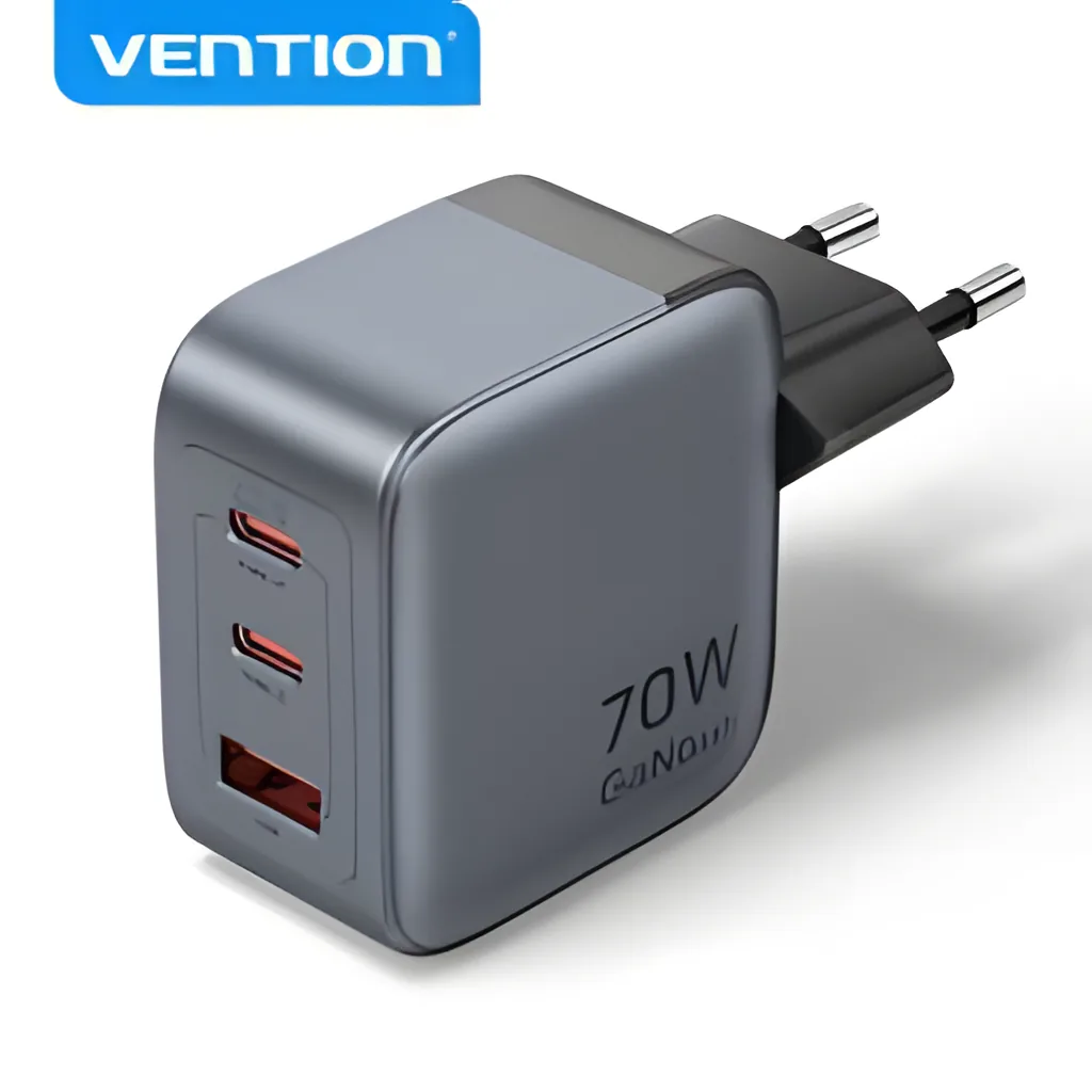 Cargador de Pared USB-C-C-A GaN 70W/70W/22.5W / Gris FEXH0-EU Vention