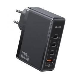 Cargador de Pared Rápido T50 100W 4 puertos GaN Negro CC163 USAMS