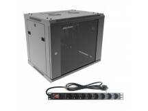 Combo Rack Hikvision 9U + PDU 8 Tomas Schuko para Pared