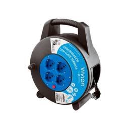 Alargue Carrete 4 Schuko a Ficha Schuko Cable 20M VIVION