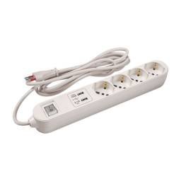 Alargue 4 Tomas Schuko + 2 USB a Ficha 3L 10A Cable 3M Blanco Conatel
