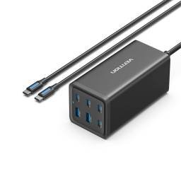 Cargador de Escritorio 2 USB-A+ 4 USB-C GaN 18W/18W/20W/45W/140W/140W / Cable 1.5M / Negro FENB0-EU Vention