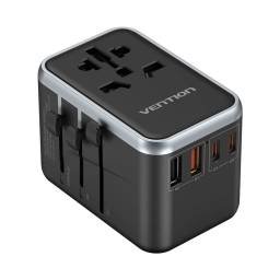 Cargador de Viaje Universal 4 USB A+A+C+C GaN 5W/60W/65W/65W / Negro FJFB0 Vention