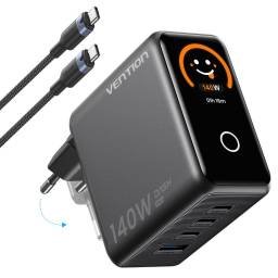 Cargador de Pared 3-USB-C + 1-USB A GaN 140W/140W/30W/22.5W/ USB C a USB C 240W / Plateado TZ-FCOI0-EU Vention