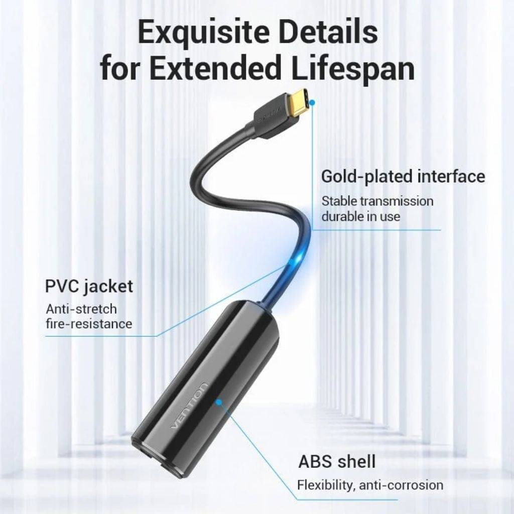Adaptador USB-C a Gigabit Ethernet 0.15M / Negro CFBBB Vention - Imagen 3