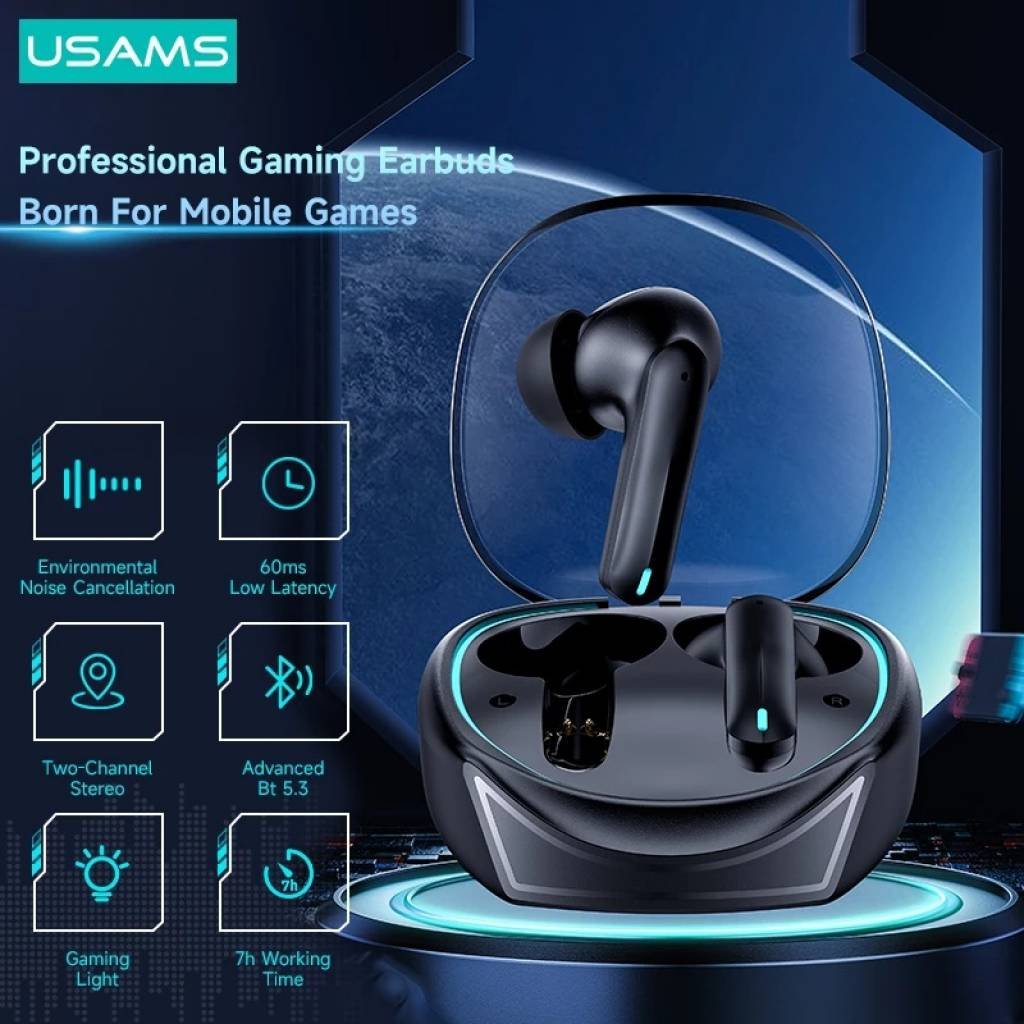 Auricular Bluetooth TWS Gaming Dual-Mic Negro BT5.3 XJ13 USAMS - Imagen 3