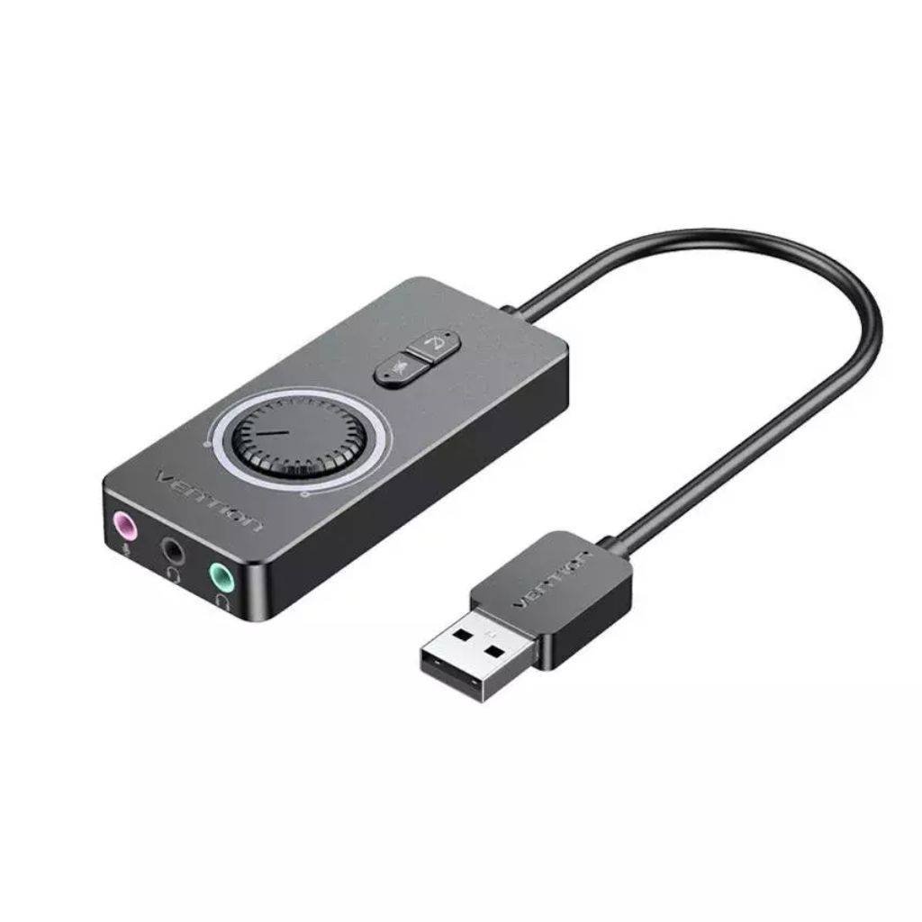 Adaptador de Sonido Externo Stereo Control de Volumen 1M Negro CDRBF Vention - Imagen 2