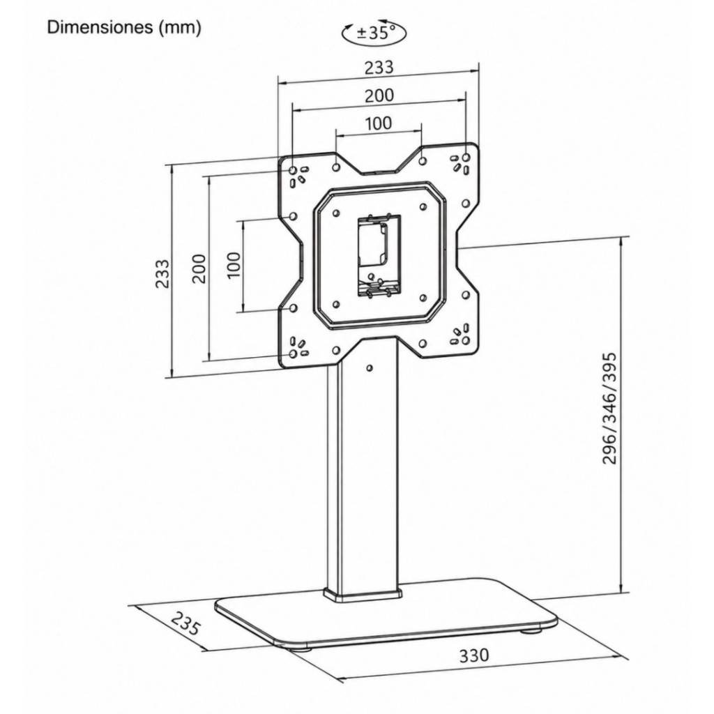 LDT03-23S Soporte de Escritorio para TV Giro 70° Hasta 65"/ 40Kg Brateck - Imagen 3