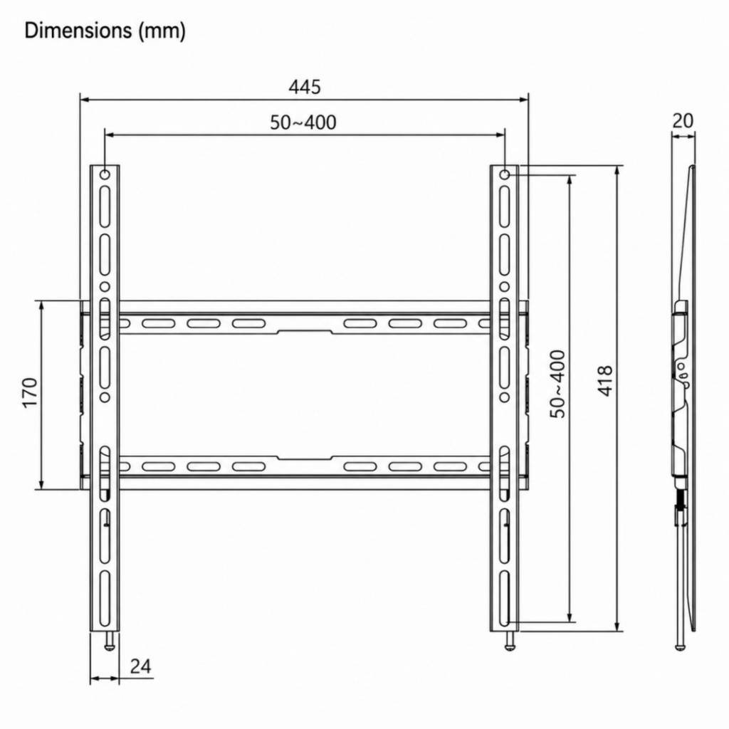 KL32-44F Soporte de Pared Fijo para TV Hasta 75" / 45Kg Brateck - Imagen 3
