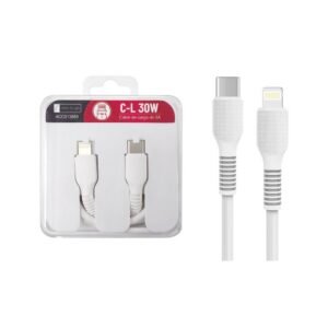 Cable de Datos ROCA TO GO USB C a Lightning 100cm 3A 30W Blanco