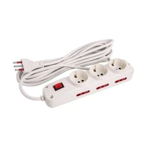 Alargue 3 Tomas Schuko + 6 Tomas 3L a Ficha 3L 10A Cable 3M Blanco Conatel