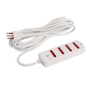 Alargue 4 Tomas Bipaso a Ficha 3L 10A Cable 5M Blanco Conatel