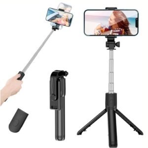 Palo de Selfie c/Trípode Ajustable Control Bluetooth Altura Máx. 1.7M Negro