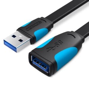Cable Extensor Flat USB-A 3.0 Macho/Hembra / 2M / Negro VAS-A13-B200 Vention