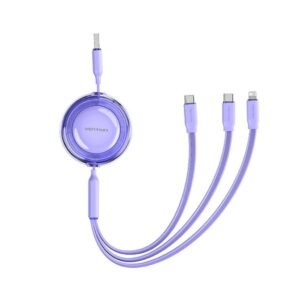 Cable Retractil 3 en 1 USB-C2.0 a USB-C / USB-C / Lightning / 5A / 1.1M / Violeta TRKVBE Vention