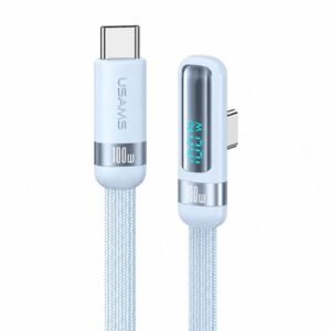 Cable de Datos USB C a USB C SJ653 Angulo Recto 100W 1.2m Celeste USAMS